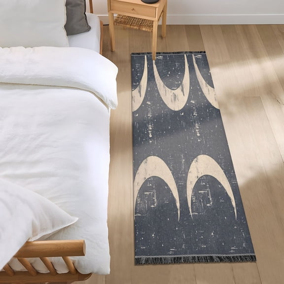 Bed Long Carpet Bed Rug 72x23.5In Indoor Non-Slip Durable Carpet Floor Mat Runner Rug Bedroom Hallway Carpet Machine Washable Sunset Beach Gray Moon