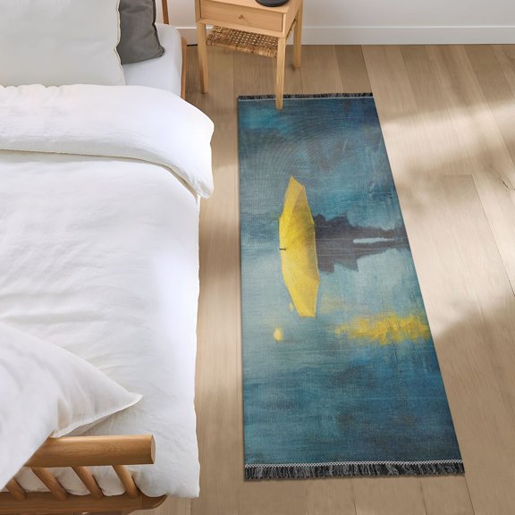 Bed Long Carpet Bed Rug 72x23.5In Indoor Non-Slip Durable Carpet Floor Mat Runner Rug Bedroom Hallway Carpet Machine Washable Super Cool Rain