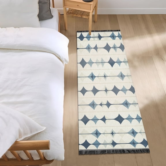 Bed Long Carpet Bed Rug 72x23.5In Indoor Non-Slip Durable Carpet Floor Mat Runner Rug Bedroom Hallway Carpet Machine Washable Super Cute Cube