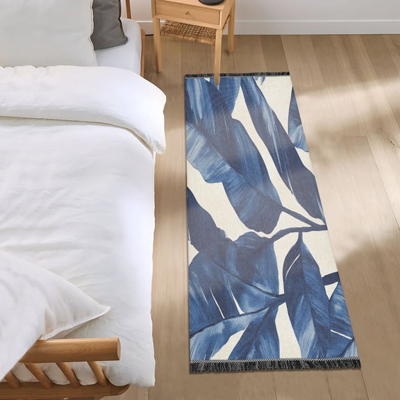 Bed Long Carpet Bed Rug 72x23.5In Indoor Non-Slip Durable Carpet Floor Mat Runner Rug Bedroom Hallway Carpet Machine Washable Super Cute Leaves