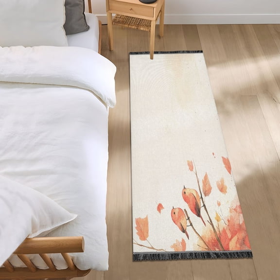 Bed Long Carpet Bed Rug 72x23.5In Indoor Non-Slip Durable Carpet Floor Mat Runner Rug Bedroom Hallway Carpet Machine Washable The Orange Bird