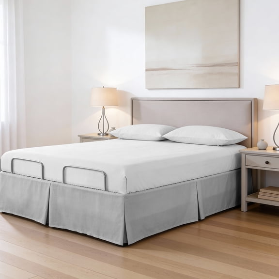 Bed Maker’s Never Lift Your Mattress Bed Skirt for Adjustable Beds, Split Corners, 15 Inch Drop Length, King, Light Grey