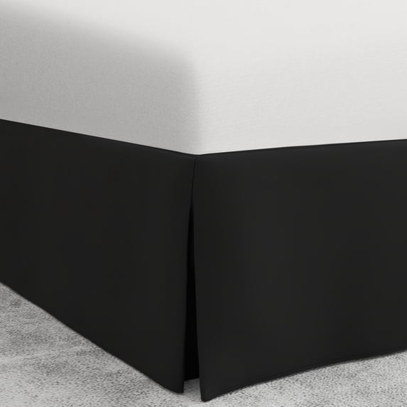 Bed Maker's Wrap-Around Hassle Free, Never Lift Your Mattress Tailored Bed Skirt, 14" Drop Length, Twin, Black
