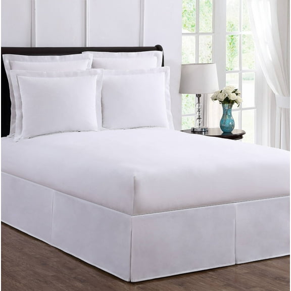 Bed Maker's Wrap-Around Hassle Free, Never Lift Your Mattress Tailored Bed Skirt, White, California King
