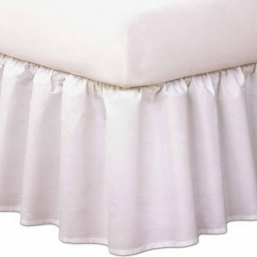 Bed Maker's Wrap-Around, Never Lift Your Mattress Ruffled Bed Skirt, 14" Drop Length, White, Queen
