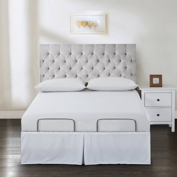 Bed Makers Adjustable Bed Wrap-Around 15" Tailored Bed skirt, Full, White