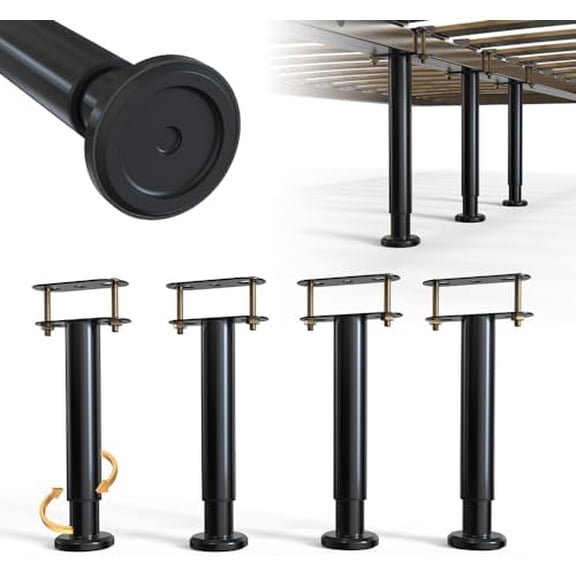 Under Bed Metal Support Legs, Adjustable Height Bed Frame Support Leg, Bed Slat Support Leg for Heavy Duty/Wooden/King/Queen Bed Frame (7"-12.6" (4pcs))