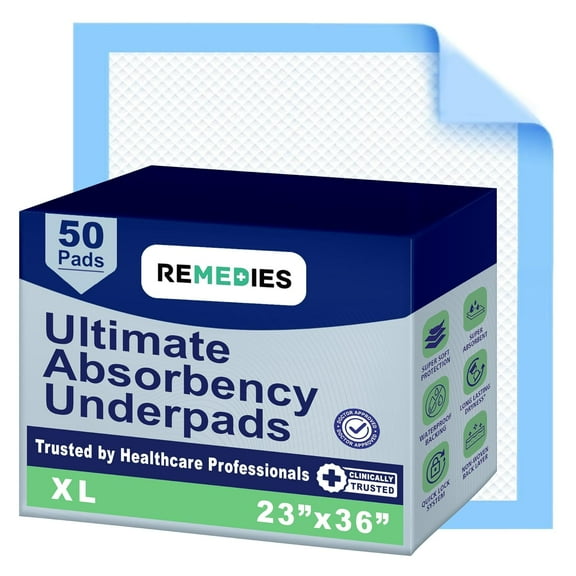 - Bed Pads Disposable Adults, Seniors, Kids & Puppy 23" x 36" Large Underpads 50 Count, Incontinence for Beds Furniture, Dog Pee Pads, Dogs Chucks