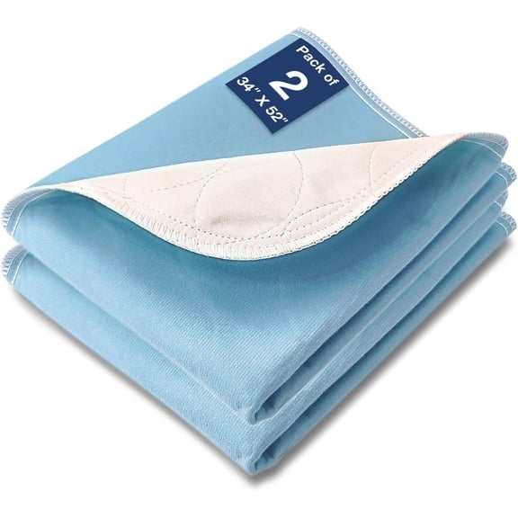 Bed Pads Washable Waterproof, 52" x 34" (2 Pack) Incontinence Bed Pads, Waterproof Mattress Protector & Washable Pee Pads, Perfect for Kids, Adults, The Elderly and Pets