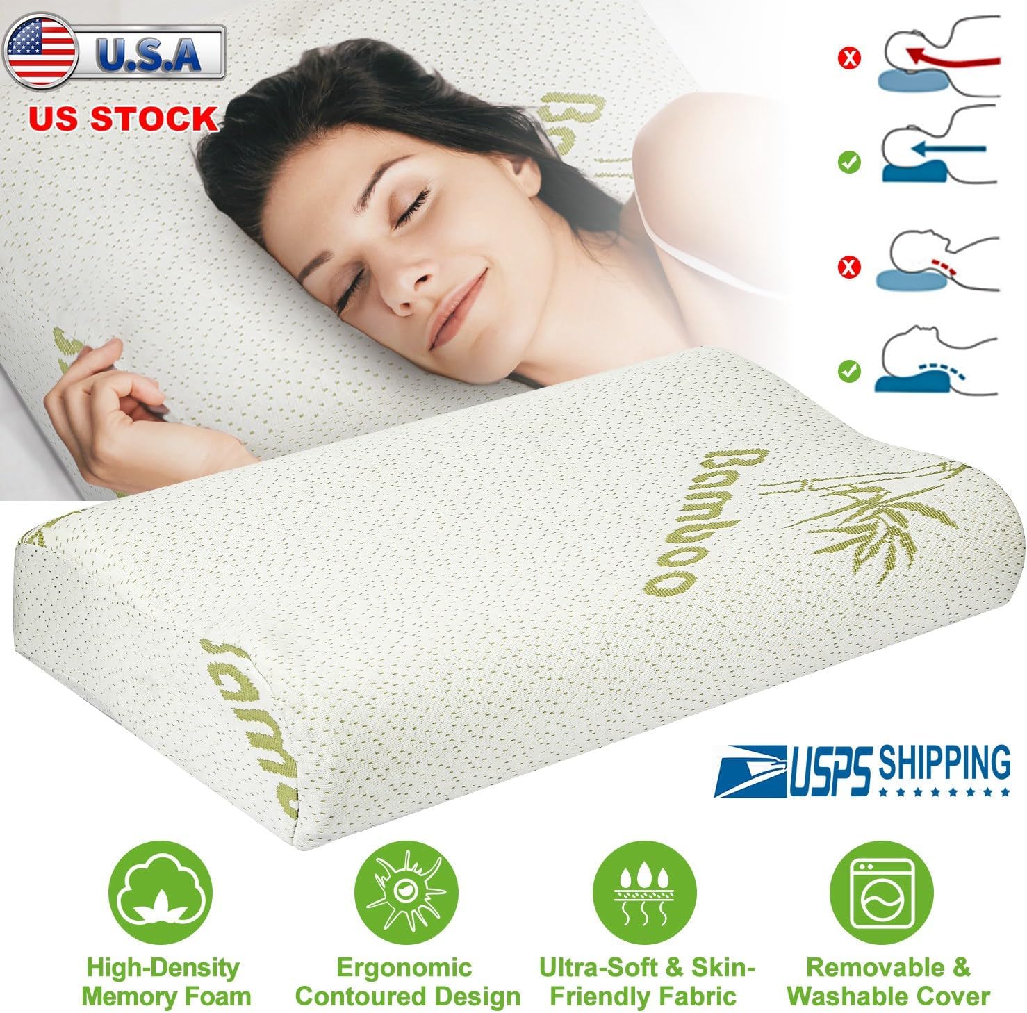Bed Pillow Pillow Bamboo Viscose Memory Foam Pillow, Sleep Pillow