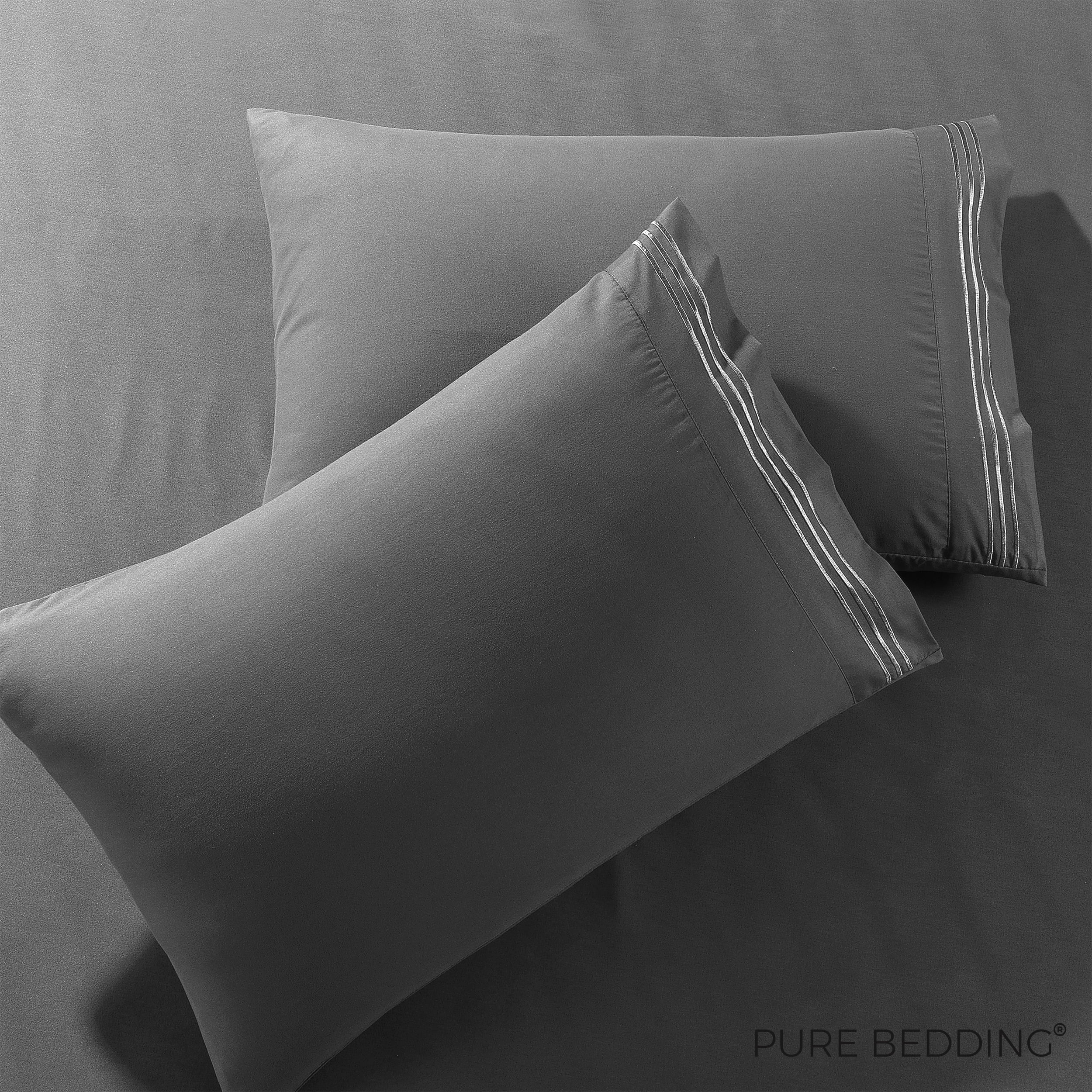 King Size Dark Gray Cotton Polyester Hypoallergenic Pillowcase Set