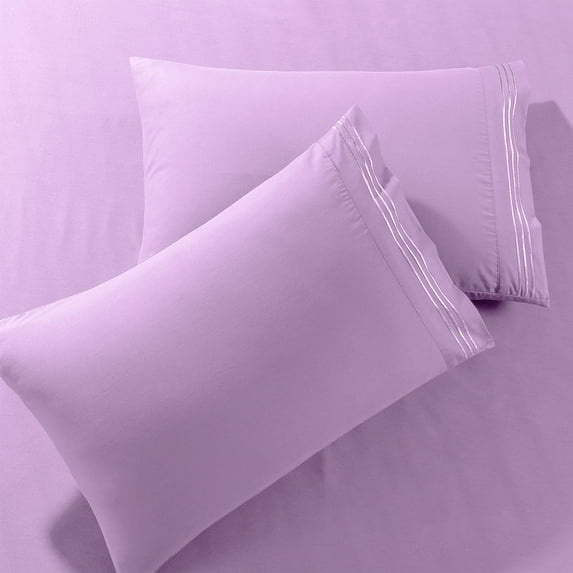 Bed Pillow Cases, Wrinkle & Fade Resistant, Hypoallergenic, Microfiber, 2-Piece (King Pillowcase, Lilac)