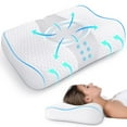 thumbnail image 1 of Bed Pillow, Cervical Neck Pillow for Pain Relief, Contour Memory Foam Pillows for Sleeping, Odorless Ergonomic Pillow, Orthopedic Cooling Pillow Bed Pillow Neck Support for Side Stomach Sleepers Grey, 1 of 6
