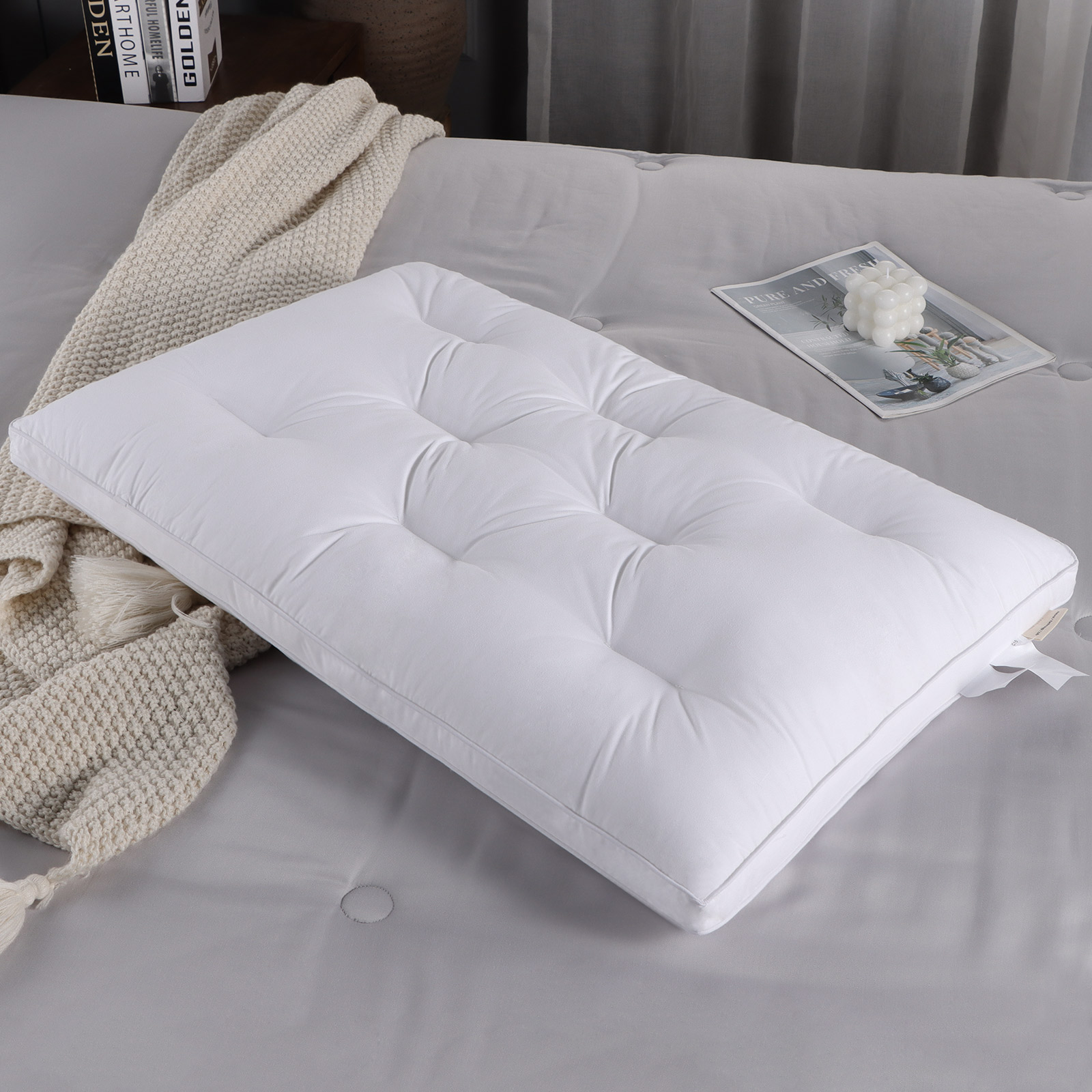 Bed Pillow For Sleeping, Fluffy Support Firm Pillow For Side Stomach