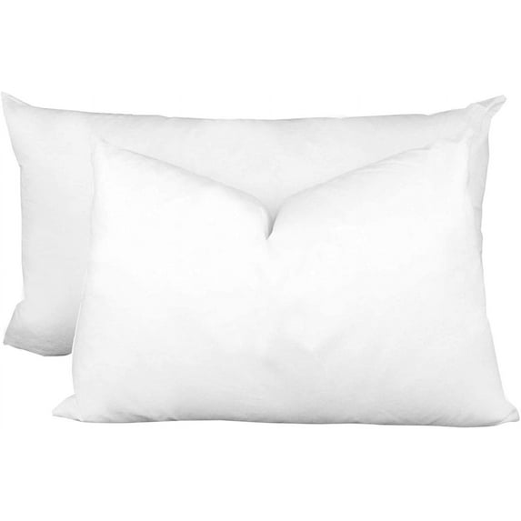 Bed Pillow Insert Standard/Queen 20" x 28" Soft (2 Pack) Synthetic Down with 100% Cotton Cover Faux Alternative