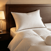 Bed Pillow, Luxury Hotel Feather and Down Pillow for Sleeping with Premium Cotton Shell, Gusseted Pillows for Side and Back Sleepers, Soft and Supportive, Downproof