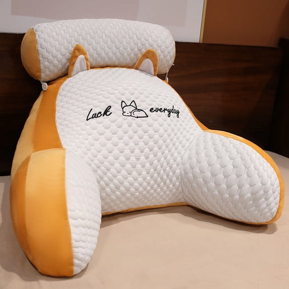 Bed Pillow with Arm Support,Cartoon Print Detachable Backrest Support Sofa Couch Pillow Cushion for Rest Reading
