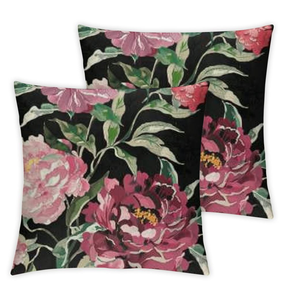 Bed Pillowcases Soft Plush Purple Peony Rose Vintage Retro Pastoral