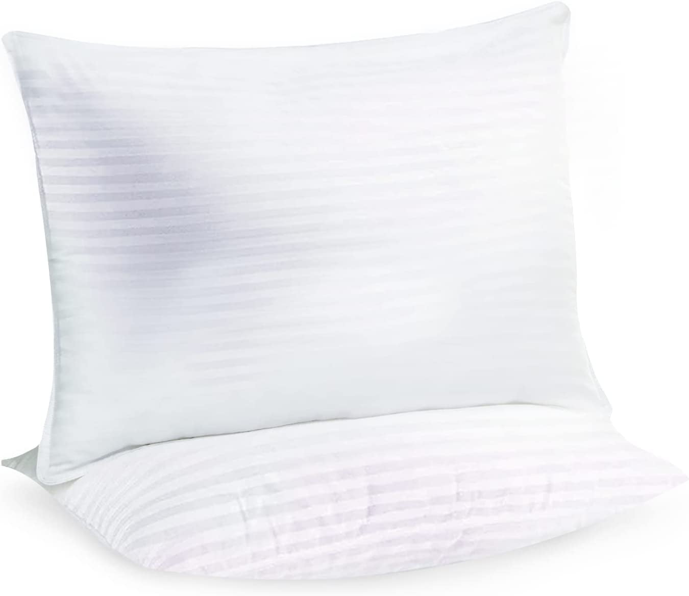 Bed Pillows 2Pack Queen Size White Stripe Pillow for Side and Back