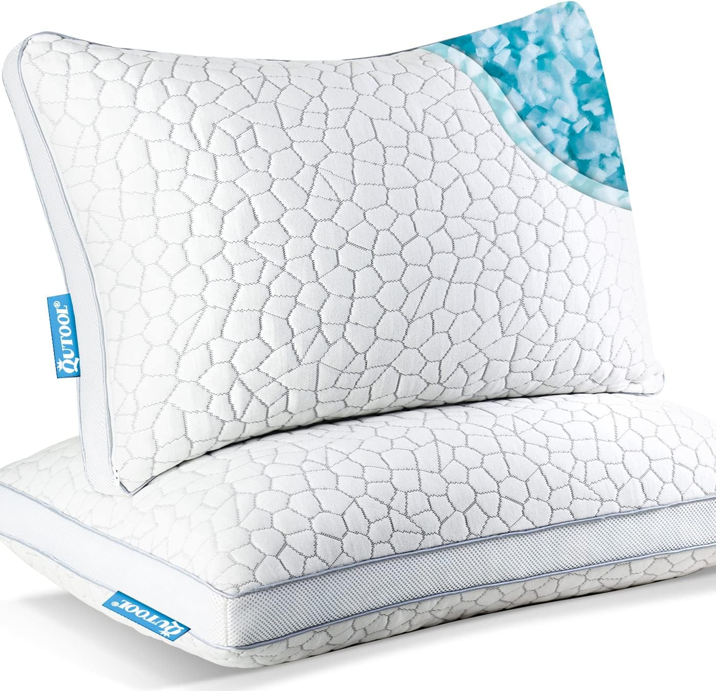 Bed Pillows Queen Size Set of 2, Shredded Memory Foam Pillows 2 Pack