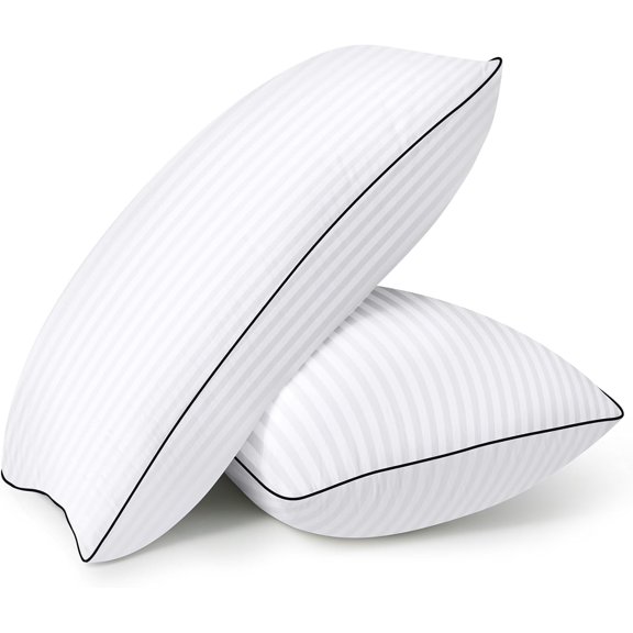 Bed Pillows Queen Size Set of 2, Soft and Supportive with Down Alternative Microfiber Filled Pillows for Stomach or Side Sleepers, Hotel Collection, Cooling Supportive Pillow White