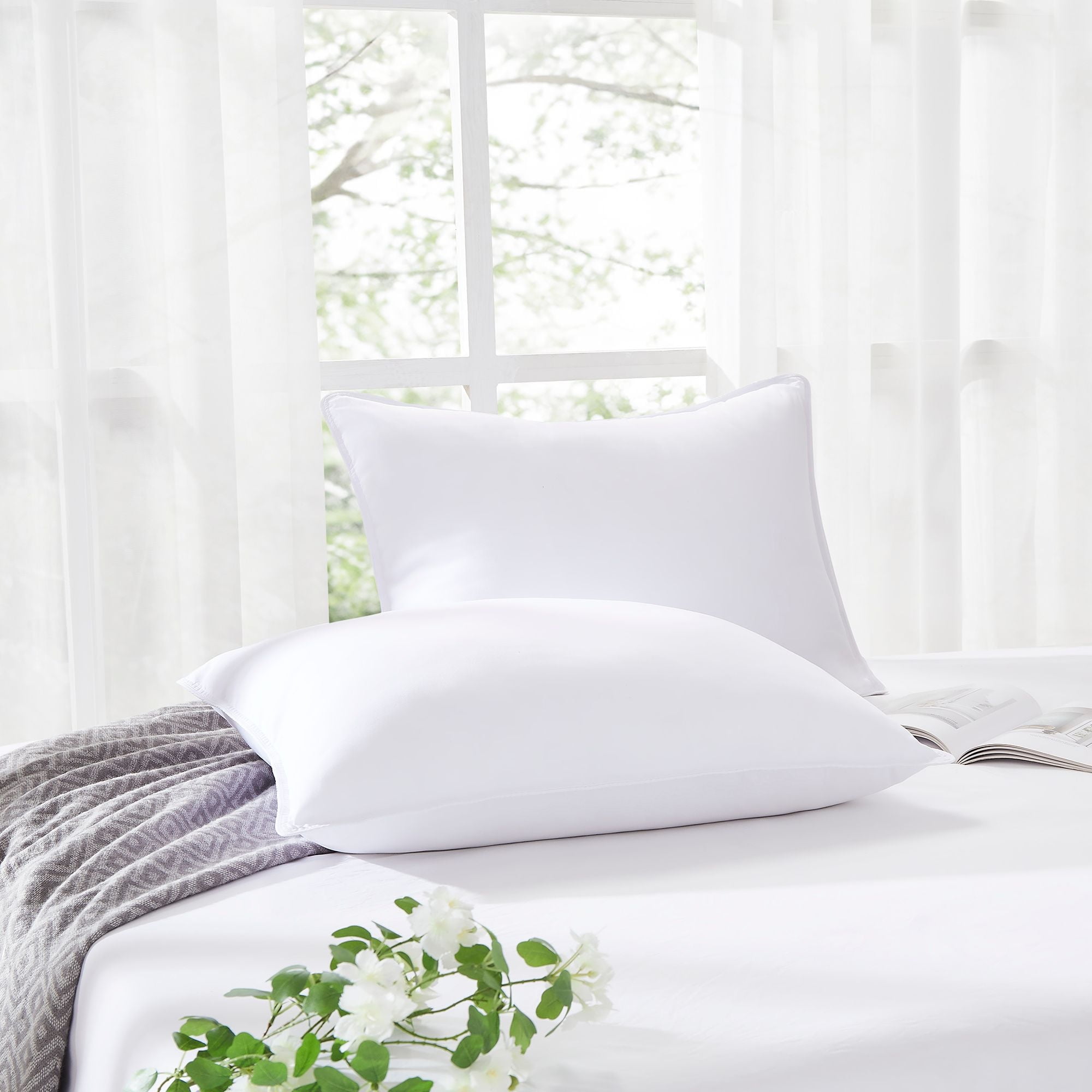 Bed Pillows for Sleeping, Down Alternative Bed Pillows 2 Pack - Queen