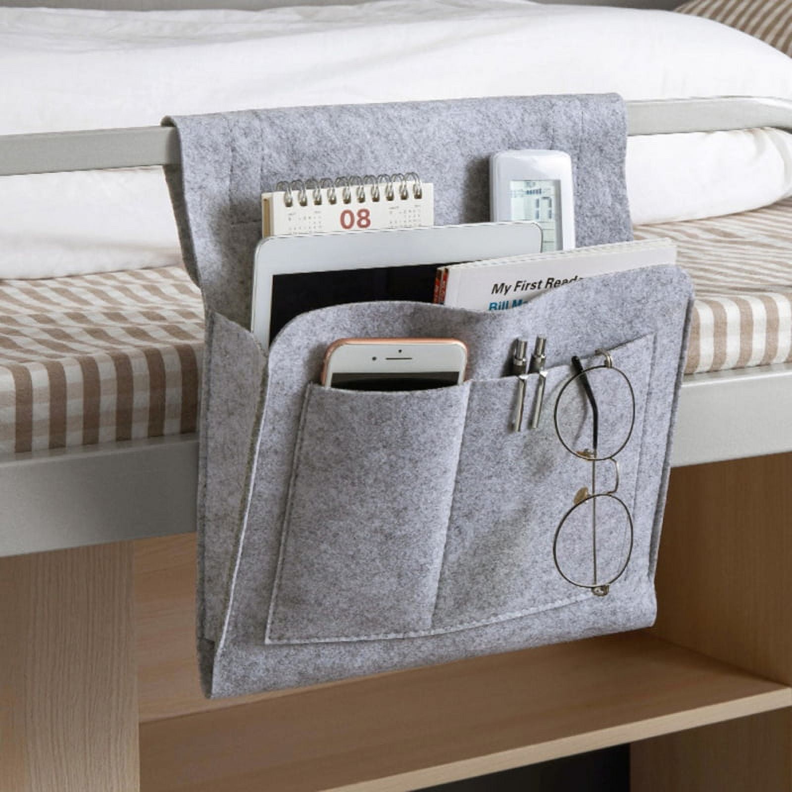 Bed Pocket Bedside Caddy Bedside Storage Organizer Hanging Storage Organizer Sofa Felt Bedside Pocket Under Mattress Holder Bag for Magazine Ipad Tablet Remotes Walmart