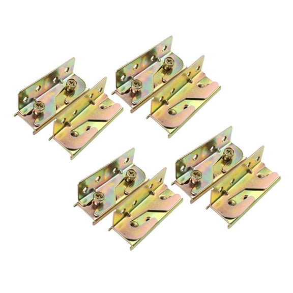 Bed Rail Bracket - Bed Rail Fittings - Heavy Duty Non-Mortise - Set of 8 (Screws Included),8 x Bed rail bracket 64 x Mounting screw (with OPP bag),color zinc