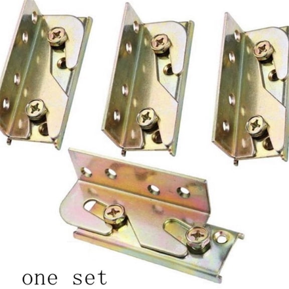 Bed Rail Brackets 4 PCS Bed Frame Brackets for Rails Heavy Duty Non Bed Frame Hardware Kit for Wood Bed Connectors Hold Plates for Headboards Footboards