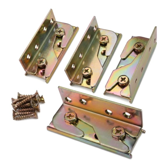 Bed Rail Brackets, 4 Pack Bed Frame Brackets for Wooden Beds, High Carbon Steel Furniture Hardware Connectors for Headboards Footboards Repair