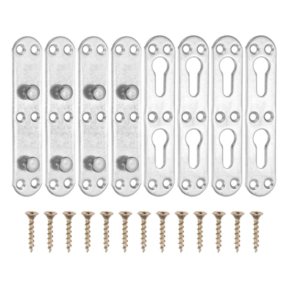 Bed Rail Brackets 5" Carbon Steel Bed Rail Fasteners Hardware for Head Board Footboards Furniture Frame, Silver