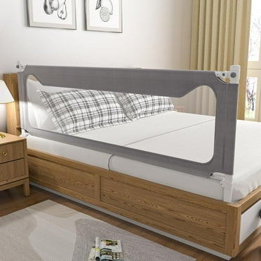 Yadala 60" Toddler Bed Rail with Double Lock for Queen/King Beds – Gray (Single Piece)