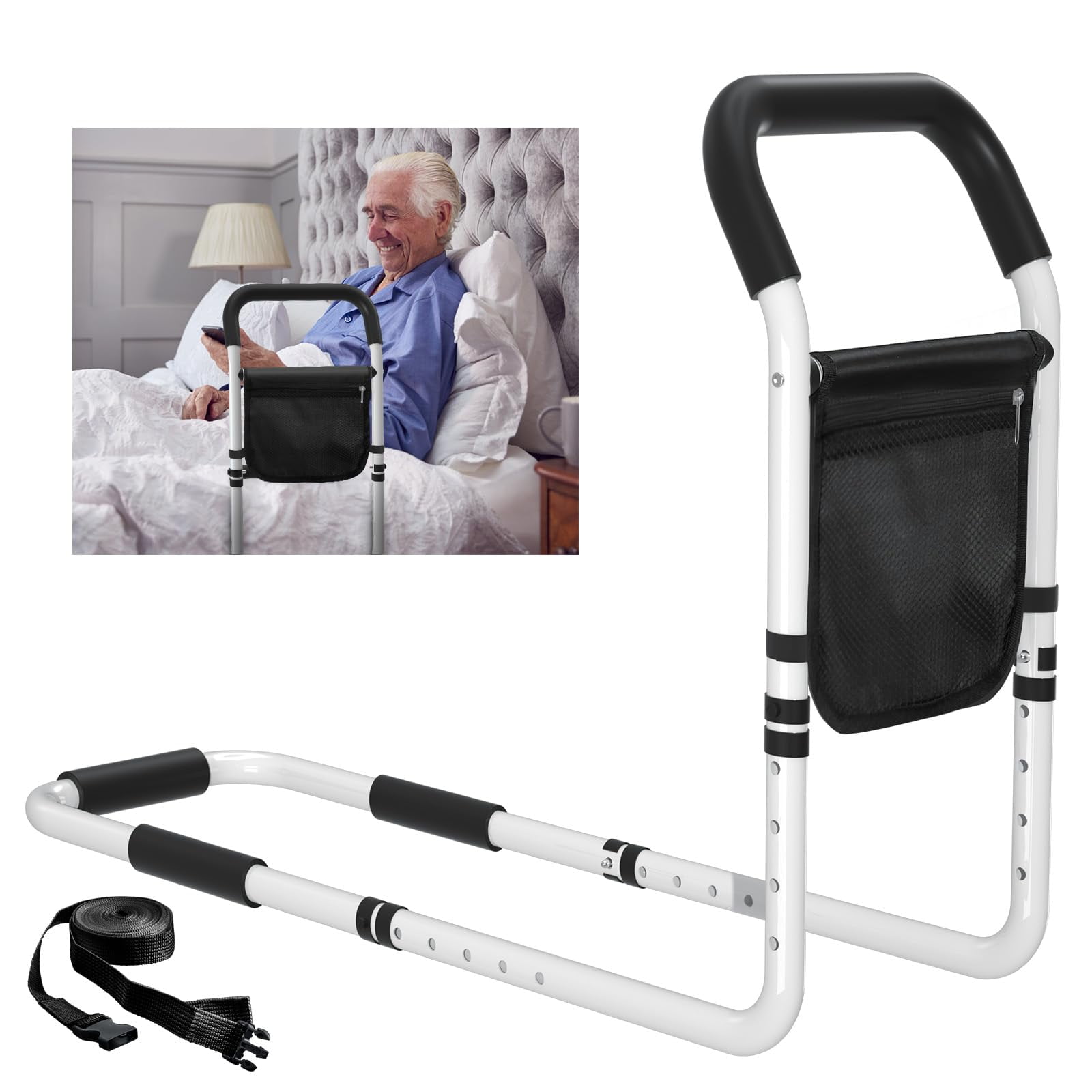 Bed Rails for Elderly Adults,5 Height Adjustable Bed Assist Rail for