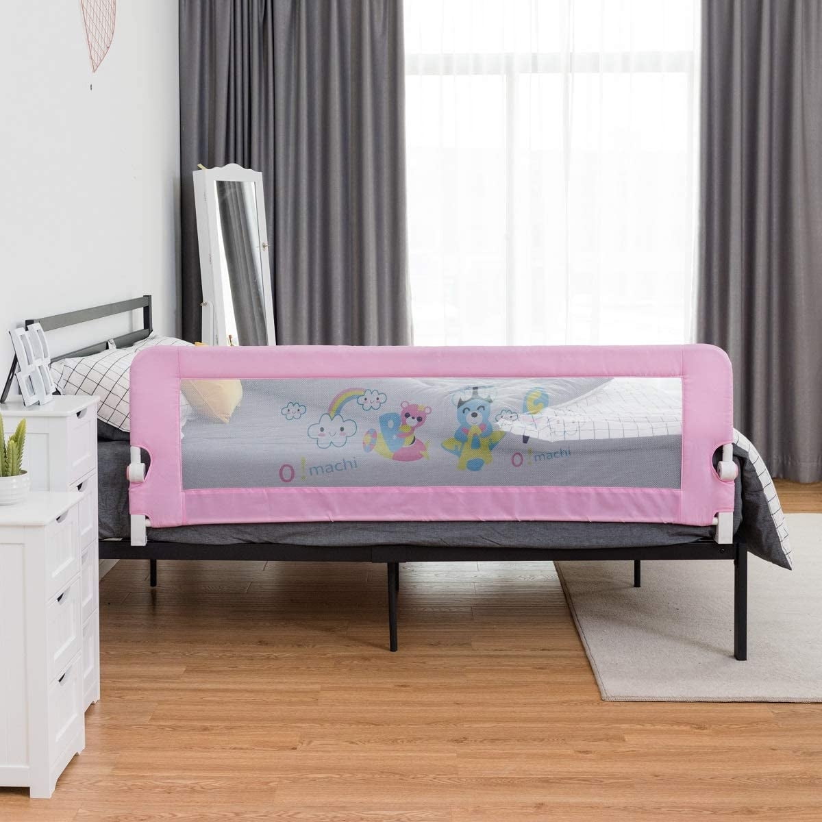 Bed Rails for Toddlers, 69 Inch Extra Long w/Safety Straps, Swing Down