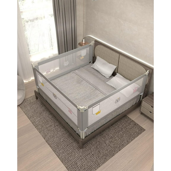 Bed Rails for Toddlers, 75'' Extra Long Bed Rails Full Bed, 3 Sides
