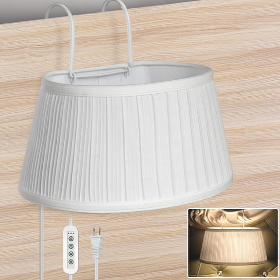 Bed Reading Light, Headboard Light Reading Lights for Books in Bed with Adjustable Hook, Eye Caring Soft Fabric Shade Bedtime Reading Lamp Plug in, LED Bulb Included (Beige)
