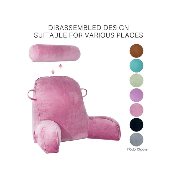 Bed Reading Pillow with Neck Cushion & Lumbar Support - Arm Seat Lounger, Soft Back Rest Cushion for Bed, Ergonomic Seat Cushion for Comfortable Reading & Lounging