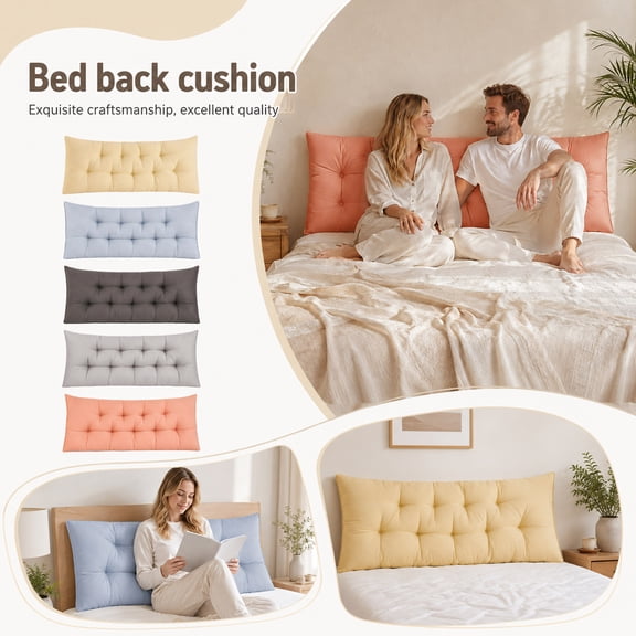 Bed Reading Pillow, Reading Pillow for Bed, Headboard Pillow, Upholstered Cushion, 40X20 Inch Tufted Button Velvet Double Bed Backrest Pillow, Supportive Lumbar Cushion for