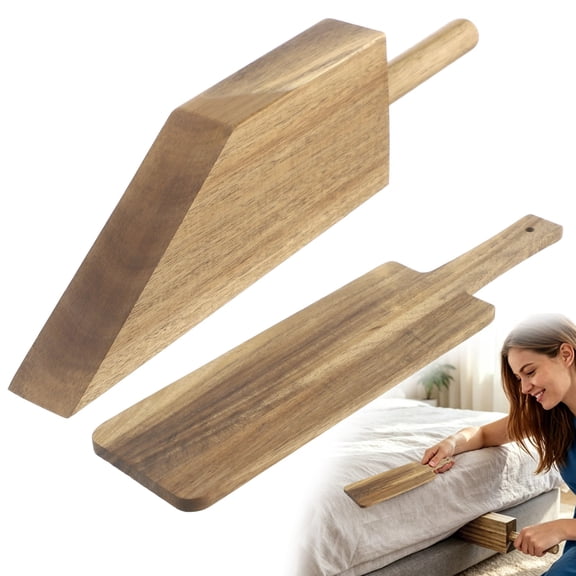 2 PCS Mattress Lifter Tool, Bed Sheet Tucker and Wedge Elevator, Bedding Paddle for Easy Sheet Changing, Mattress Lift Helper for Tucking Sheets, Wood Handle Bed Maker