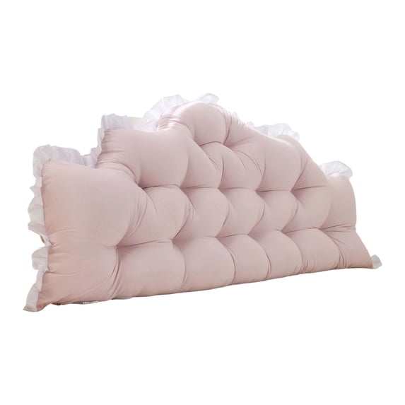 Bed Rest Pillow for Headboard, Wedge Backrest Support Cushion with Ties, Soft Washed Cover with High Elastic Fill, Large Reading Pillow for Dorm Bedroom and College Decor