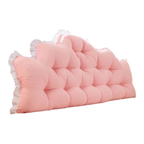 Bed Rest Pillow for Headboard, Wedge Backrest Support Cushion with Ties, Soft Washed Cover with High Elastic Fill, Large Reading Pillow for Dorm Bedroom and College Decor