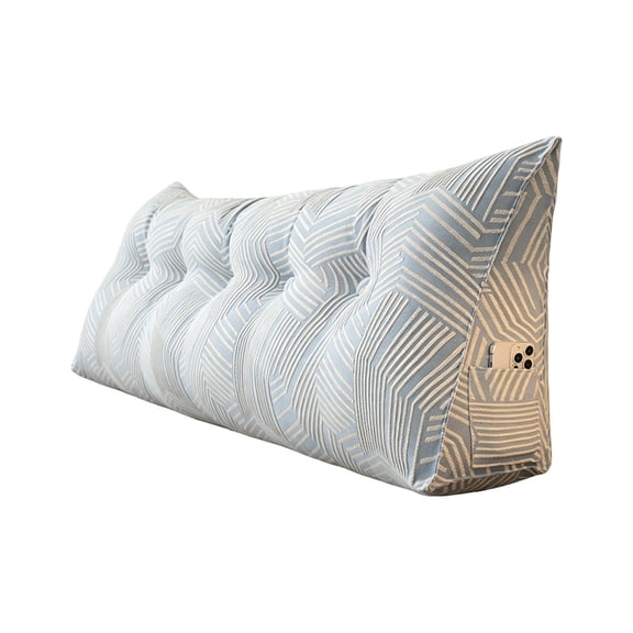 Bed Rest Pillow Tufted Geometric Pattern Blue Xxl Back Support for Bed Reading Working Relaxing for Bedroom Dorm Living Room Use