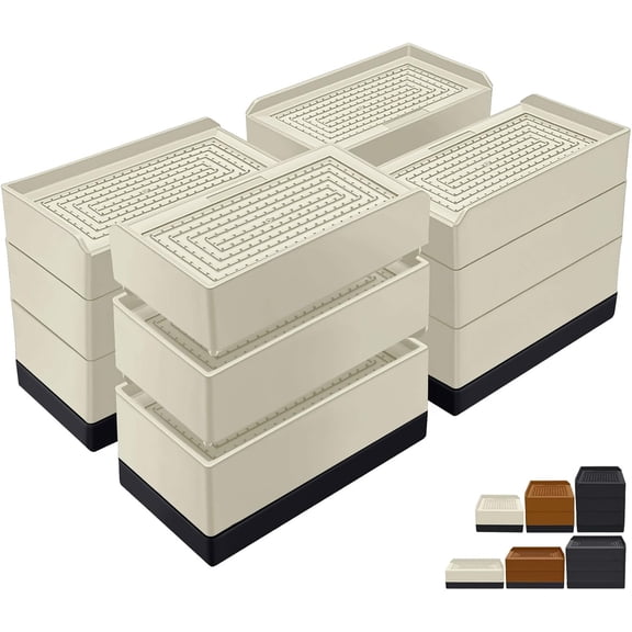 Bed Risers 1.5 inch Heavy Duty, Furniture Risers for Bed Sofa Table and Couch Lifting,Square Adjustable Risers Blocks, Support Up to 1,300 Lbs (4 Pack-Black)