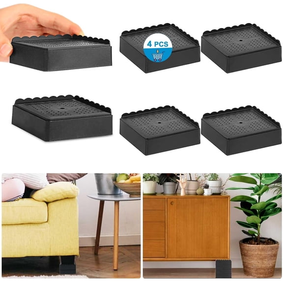 Bed Risers 1 inch, 2 3 4 inch Heavy Duty, Adjustable Furniture Riser for Table Desk Couch Sofa Chair Recliner Leg Frame Dorm, Stackable Raisers Blocks (Black Pack, inch)