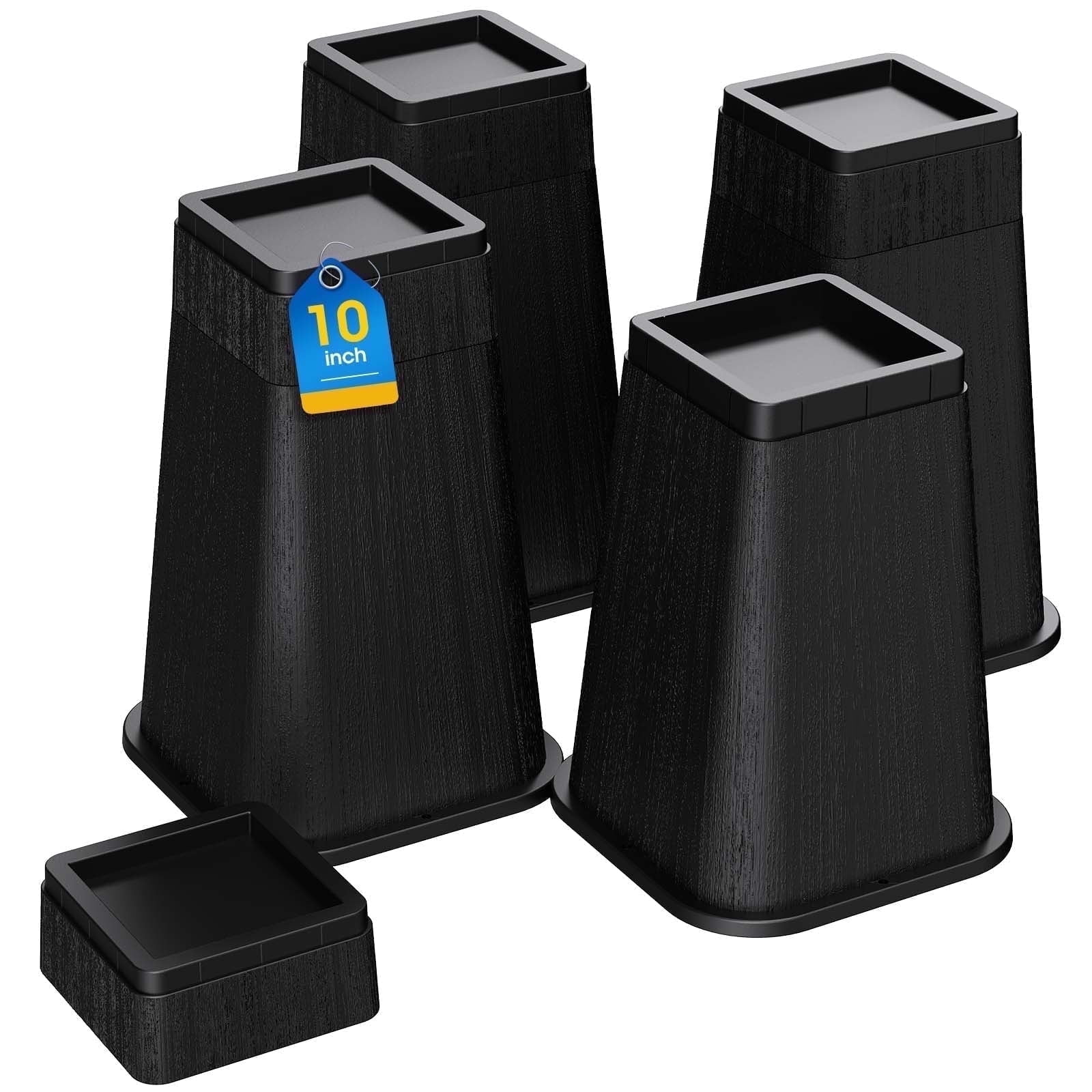 MQHUAYU Bed Risers, 10 Inch Heavy Duty, Stackable, Supports 6,000 lbs ...