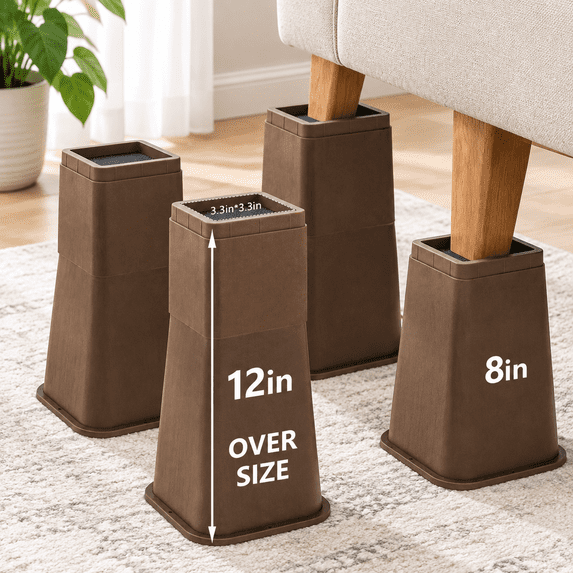 Bed Risers 12 Inch Heavy Duty Dark Brown 4 Packniture - Walmart.com