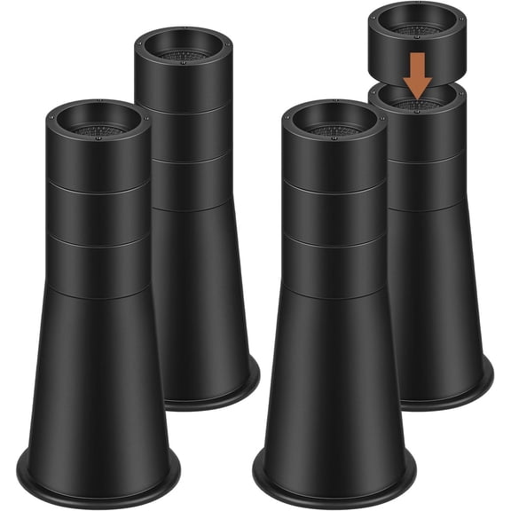 Bed Risers 12 Inch Heavy Duty, Round Furniture Risers Lifts 6" 8" 10" 12" for Bed Desk Table Sofa Couch, Adjustable Bed Frame Risers Supports Up to 6,000 Lbs, Black, 4 Pack
