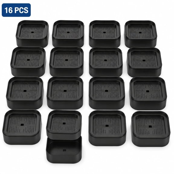 Bed Risers 16-Pack, Adjustable Stackable Furniture Risers for Beds, Couches, and Tables, Black