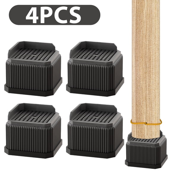 Bed Risers, 2.0 Inch (5.1cm) Stackable Furniture Risers, Black, 4 Pack, Heavy Duty Non-Slip Bed Lifts for Bed, Sofa, Table, Washer