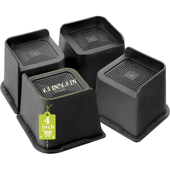 Bed Risers 2 inch, 3 4 6 8 inch Heavy Duty, Oversized Furniture Riser for Couch Sofa Table Chair Leg Frame Dorm, Support up to 6000 Lbs (Black Pack, inch)